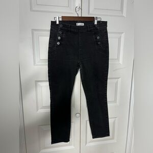 LOFT Charcoal Skinny Jeans with Button Detail